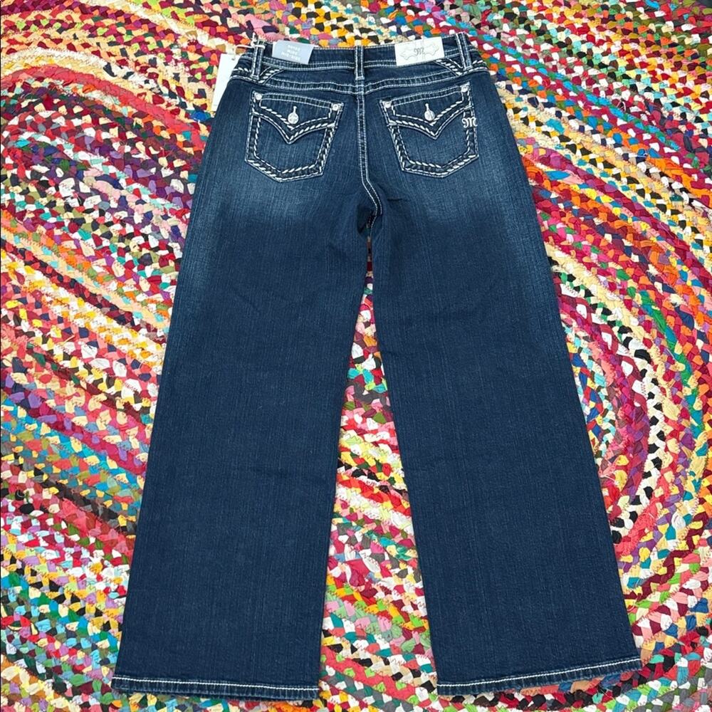 NWT Miss Me Mid Rise Wide Blue Wash Denim Jeans - Picture 2 of 6